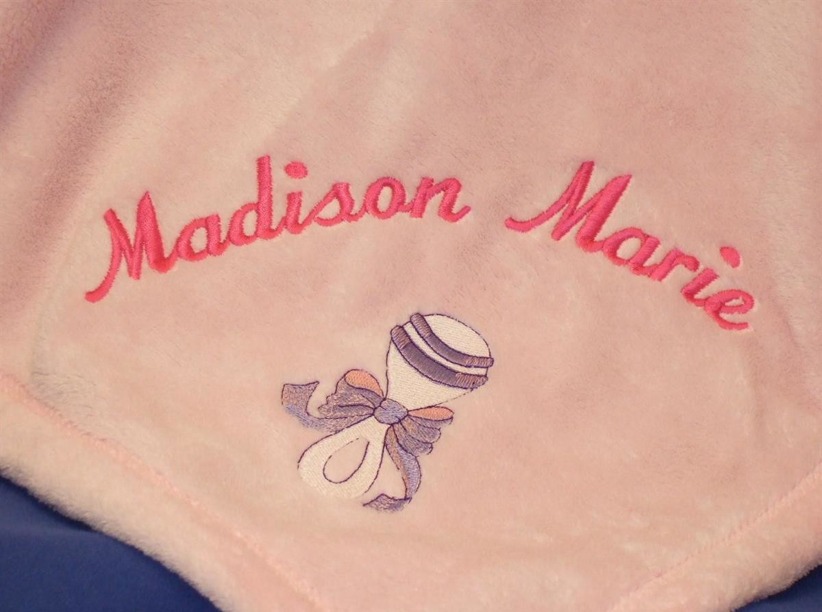 Personalized baby blanket with rattle TMF1009