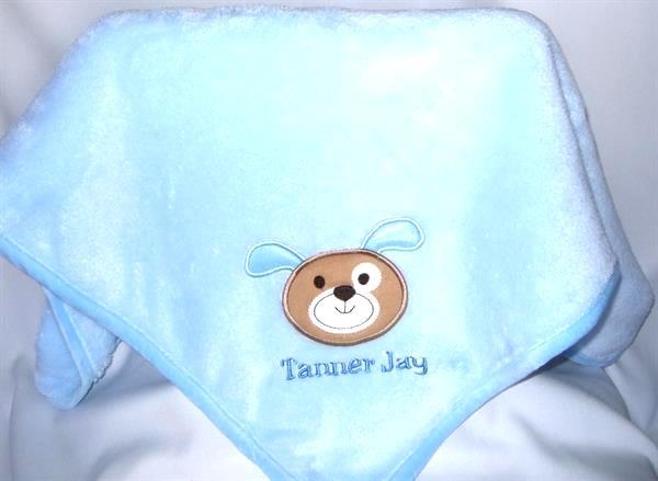 Personalized baby blanket puppy applique TMF1002