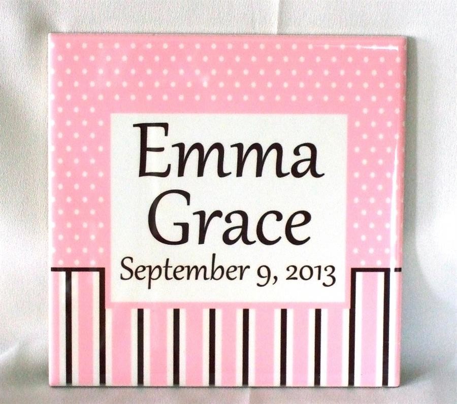 Ceramic baby girl plaque