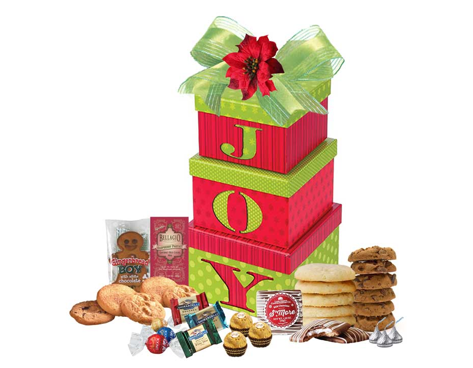 Gift boxes filled with cookies and chocolate