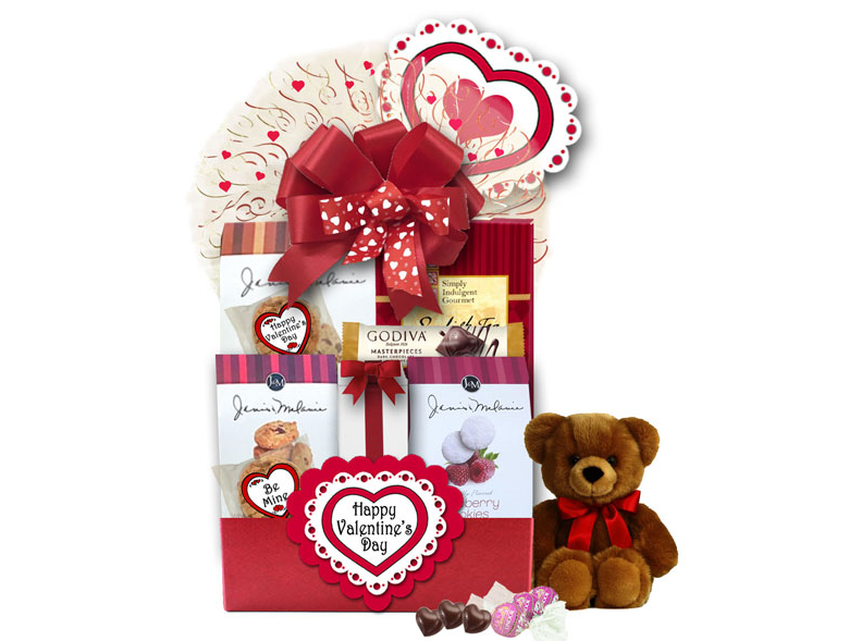 Valentine's Day Chocolate And Teddy Bear Gift Box by