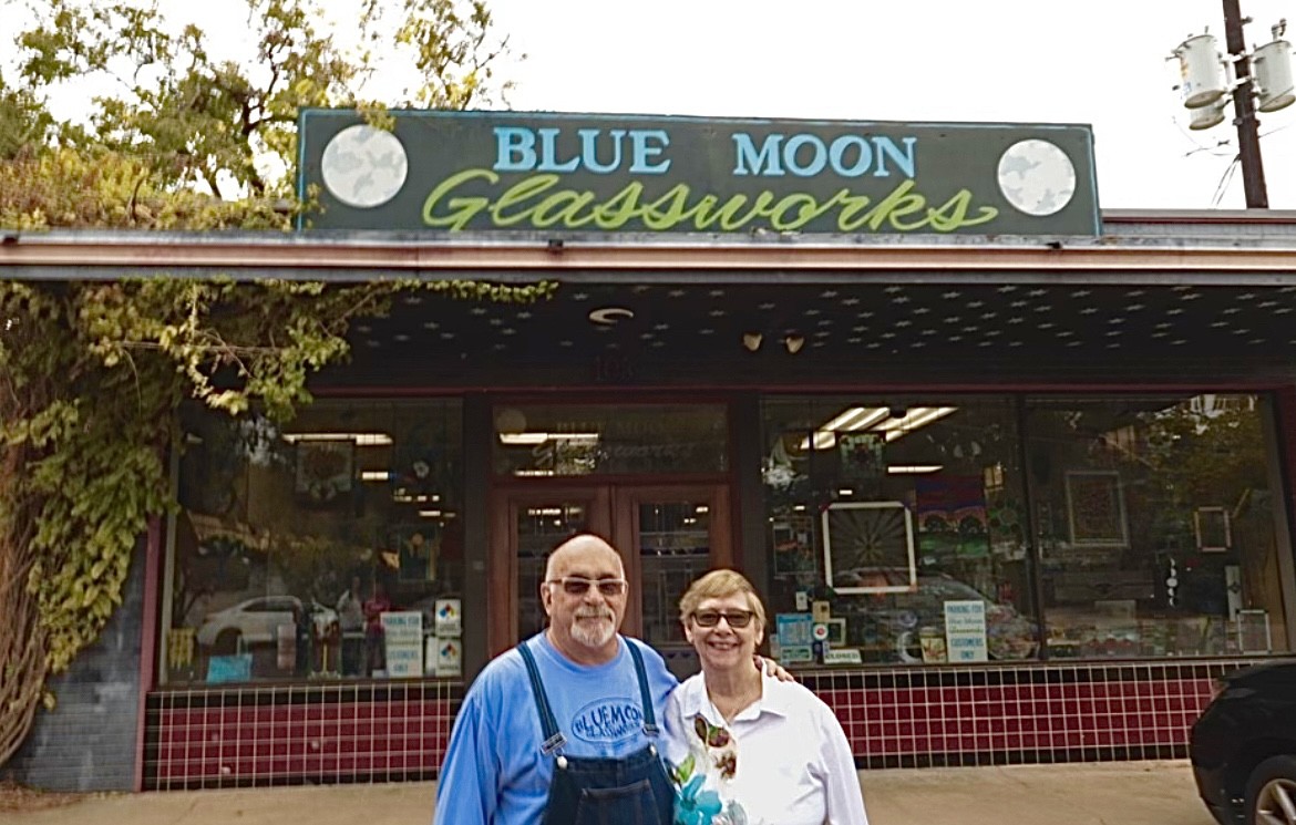 Jim & Rose Berry in front of Blue Moon Glassworks