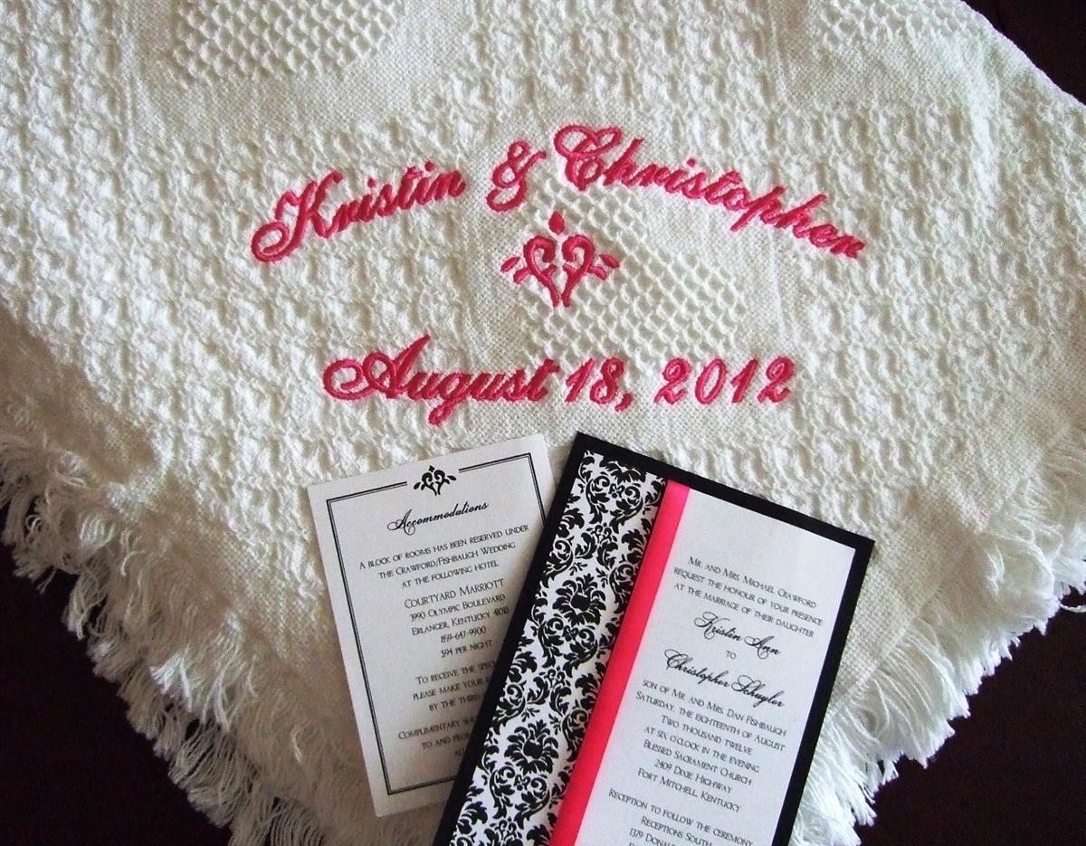 Personalized wedding blanket with stylized heart