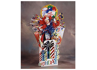 Happy Birthday to You gift box gourmet popcorn and chocolates.