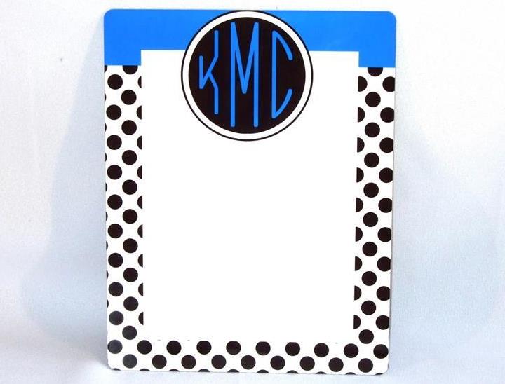 Black and white polka dot with blue accent Dry Erase board