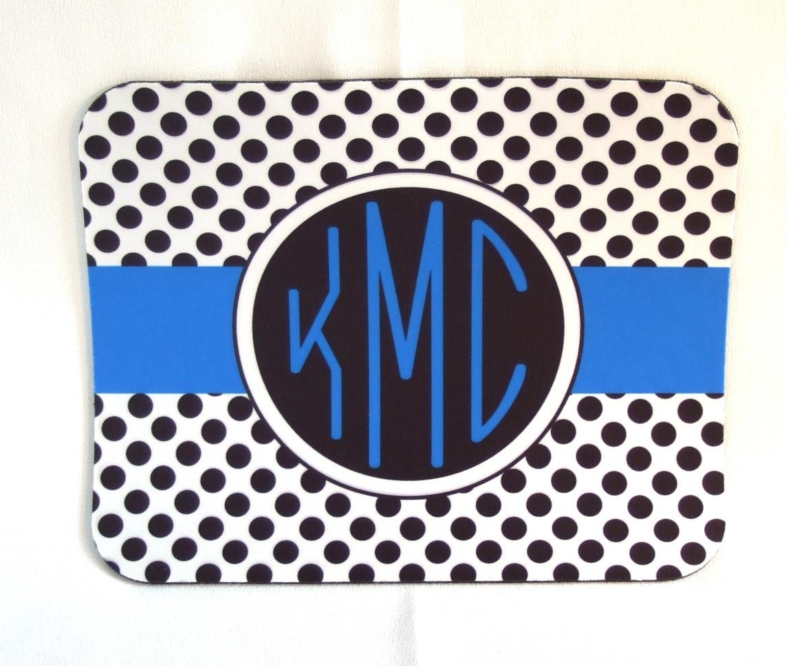 Black and white dots with blue accent mouse pad