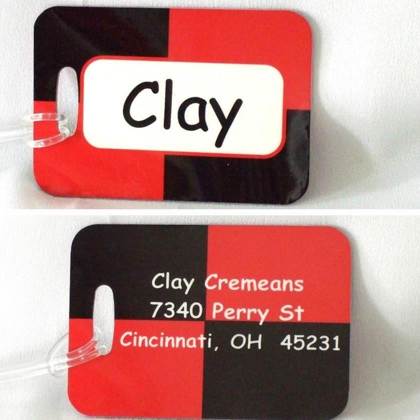 Color block red/black  luggage tags
