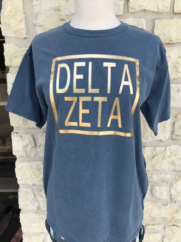 2017 Delta Zeta Denim Comfort Color T Shirt Creeds Crests Inc